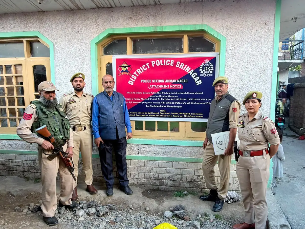 Srinagar police attaches properties worth over ₹13.43 crore in drug trafficking crackdown Srinagar police attaches properties worth over ₹13.43 crore in drug trafficking crackdown