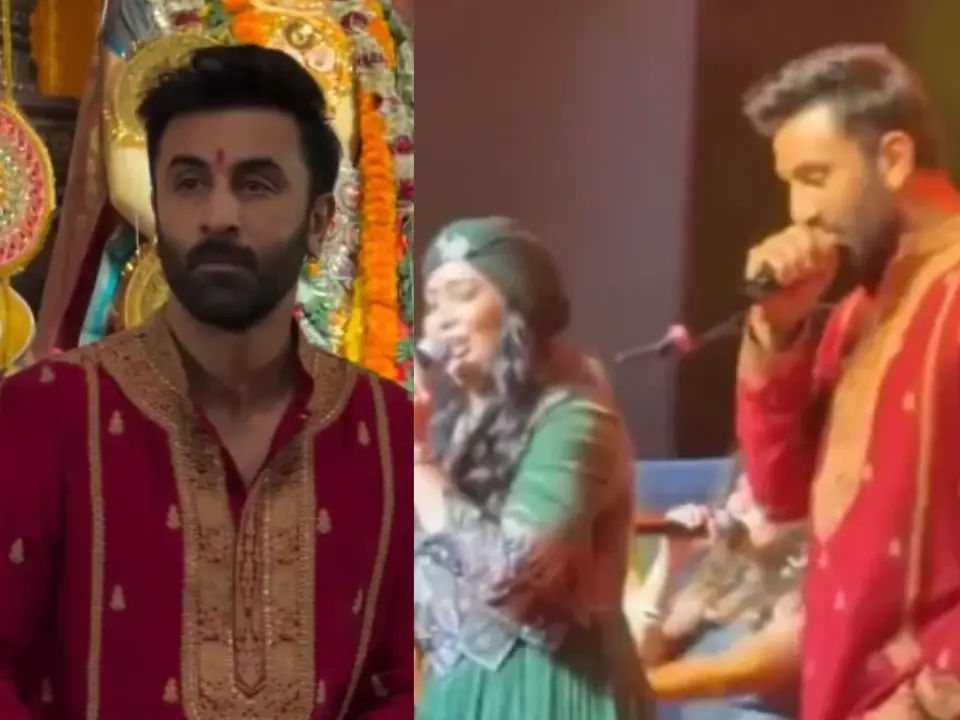 Ranbir Kapoor visits North Bombay Durga Puja pandal, offers prayers Ranbir Kapoor visits North Bombay Durga Puja pandal, offers prayers