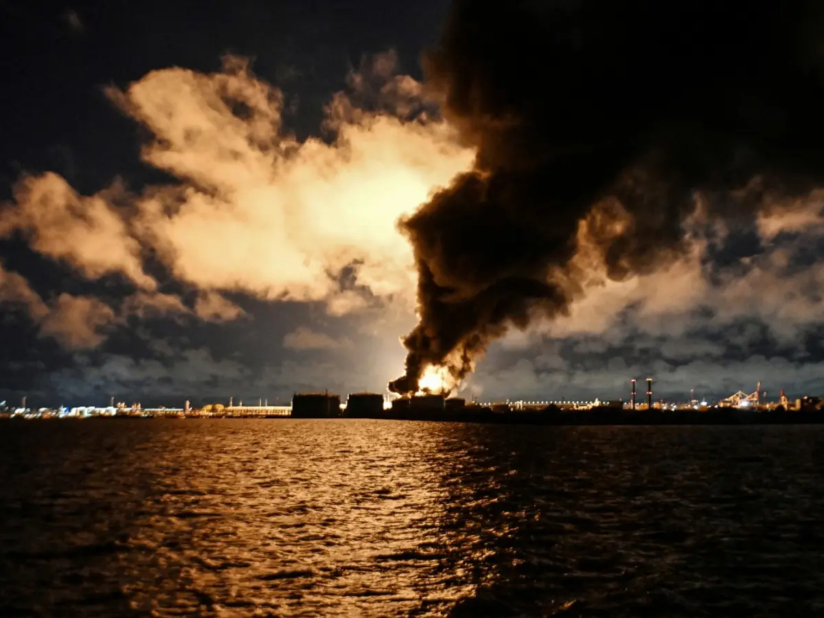 Flames engulf St Petersburg oil sites as Ukraine launches 1,000 drones at Russia