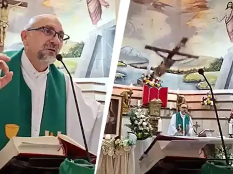 Priest dies after crucifix falls on his head during livestreamed Mass in Ecuador | VIDEO