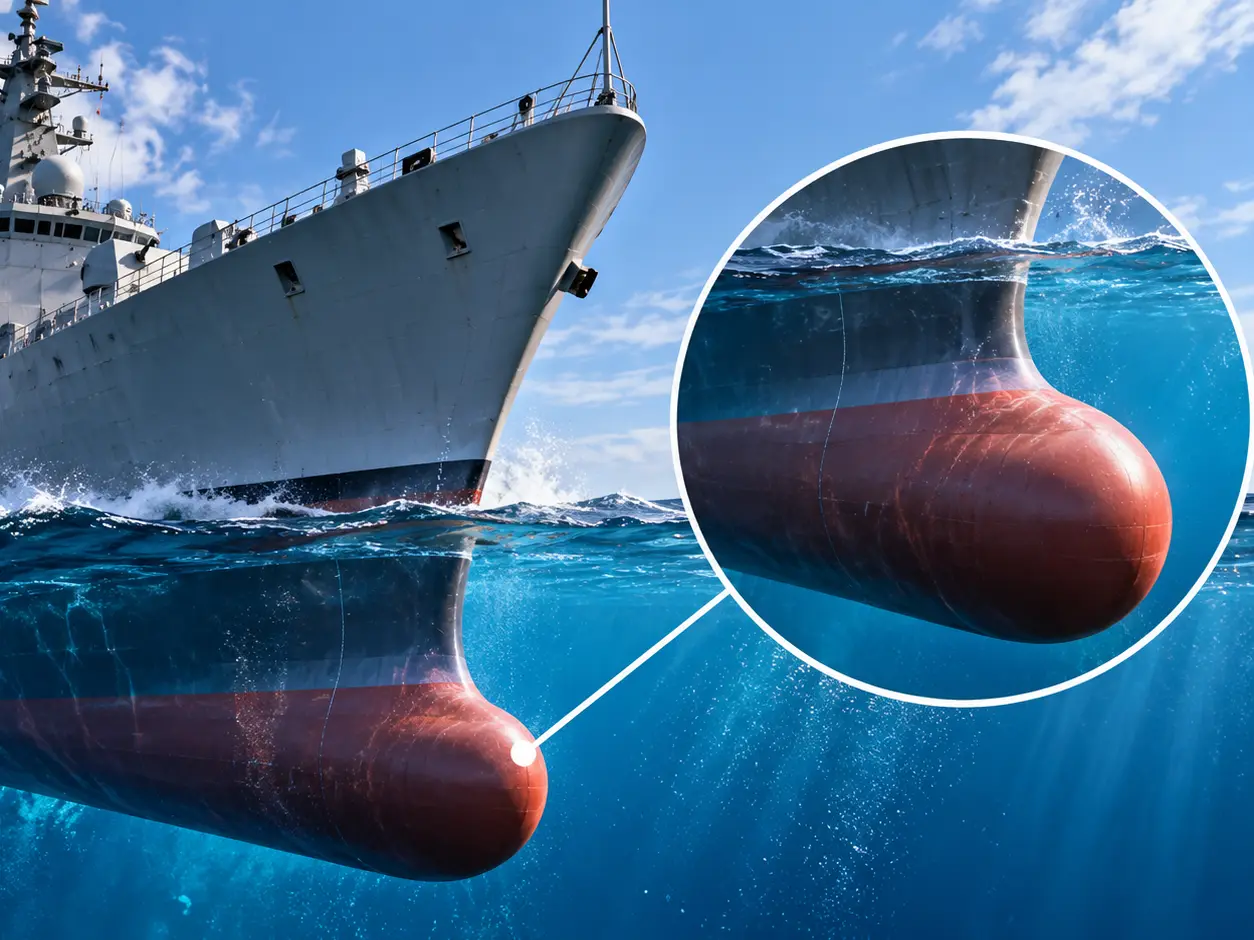 Why do warships have a bulbous shape beneath the waterline?