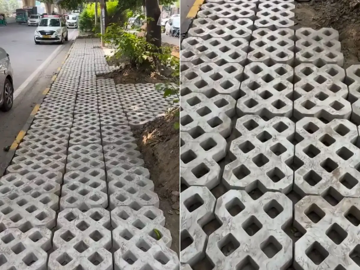 Viral video shows Delhi’s new footpath design. Spoiler alert: Internet isn’t impressed! Viral video shows Delhi’s new footpath design. Spoiler alert: Internet isn’t impressed!