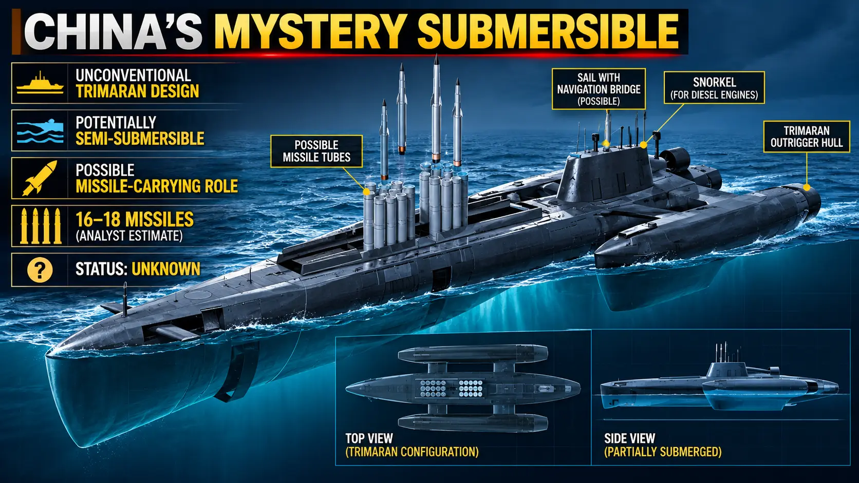 China’s mystery submersible could carry 16 missiles and force a tactical rethink, says Admiral Sinha