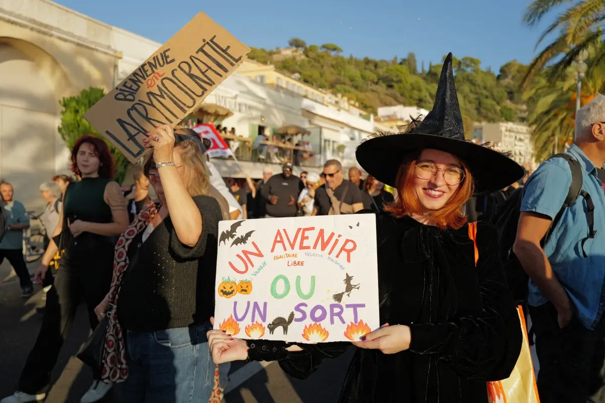 Clowns and witches join Halloween protests